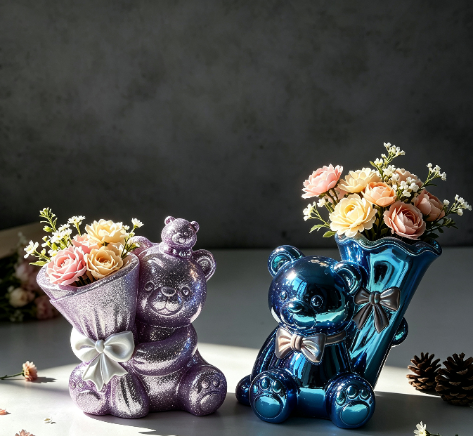 Cute Bear Flower Vase & Pen Holder Decorative Resin Mold
