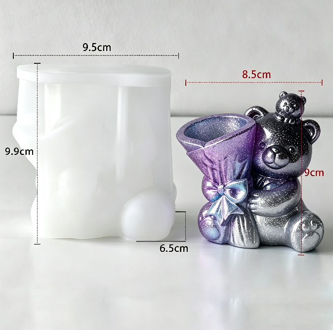 Cute Bear Flower Vase & Pen Holder Decorative Resin Mold