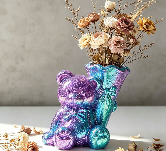 Cute Bear Flower Vase & Pen Holder Decorative Resin Mold