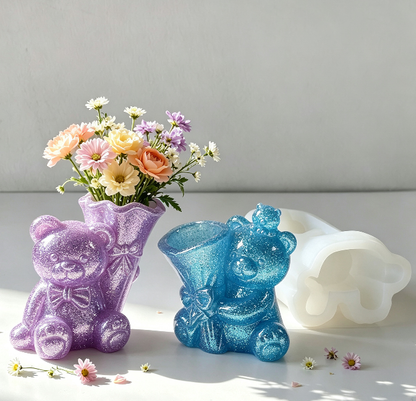 Cute Bear Flower Vase & Pen Holder Decorative Resin Mold