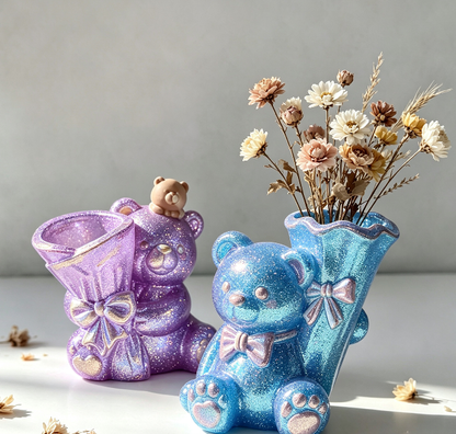 Cute Bear Flower Vase & Pen Holder Decorative Resin Mold