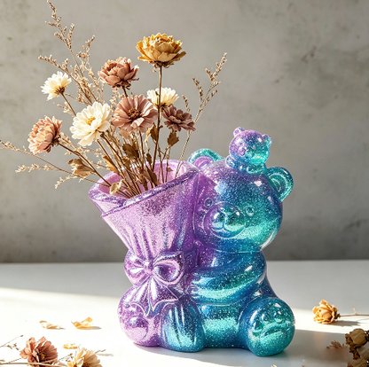 Cute Bear Flower Vase & Pen Holder Decorative Resin Mold
