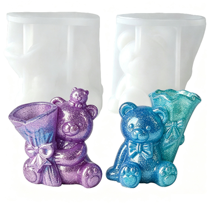Cute Bear Flower Vase & Pen Holder Decorative Resin Mold