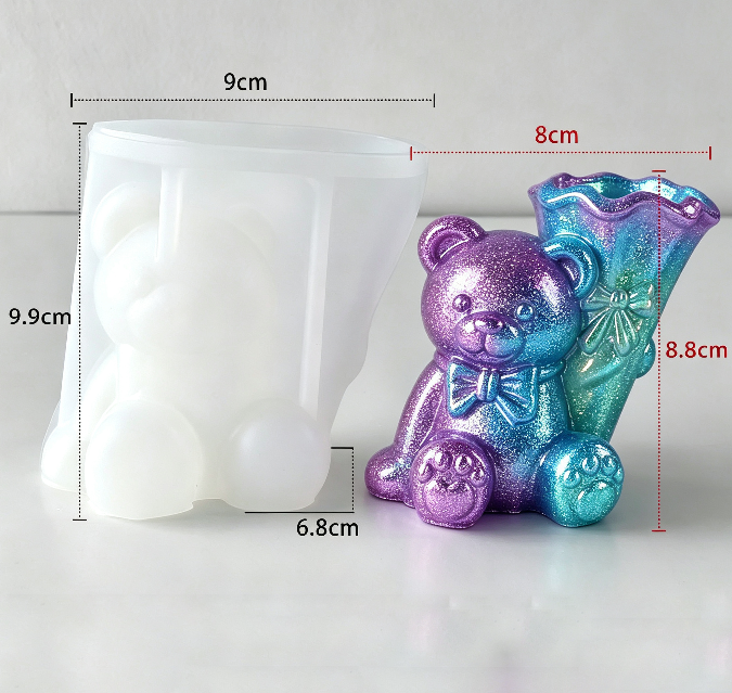 Cute Bear Flower Vase & Pen Holder Decorative Resin Mold
