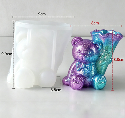 Cute Bear Flower Vase & Pen Holder Decorative Resin Mold