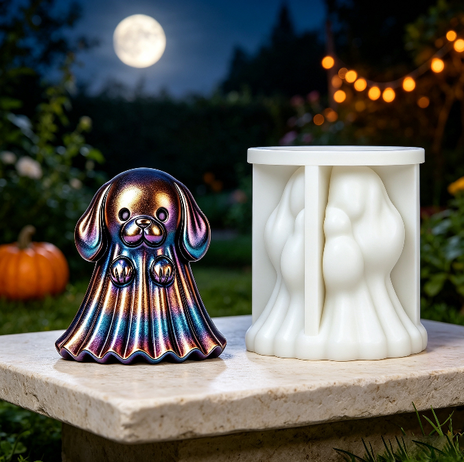 Cute Ghost Kitty & Puppy Figurine Resin Mold