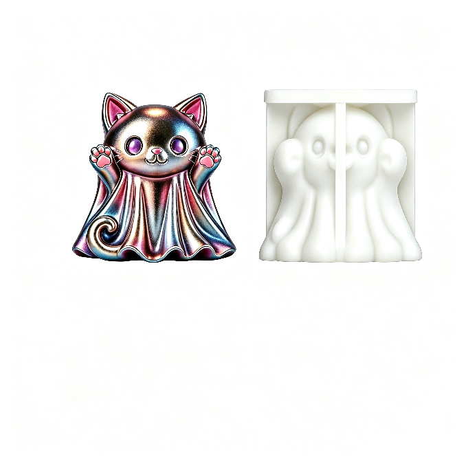 Cute Ghost Kitty & Puppy Figurine Resin Mold