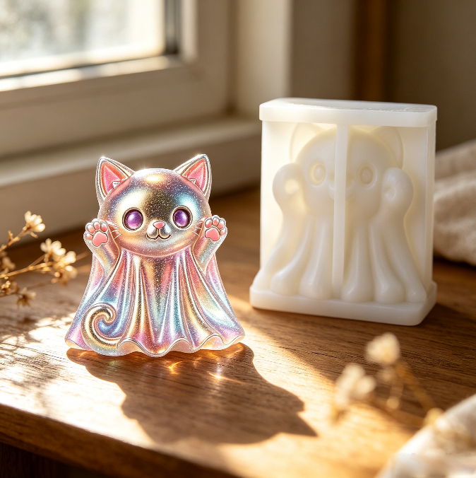 Cute Ghost Kitty & Puppy Figurine Resin Mold