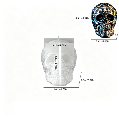 Decorative Patterned Skull Figurine Resin Mold