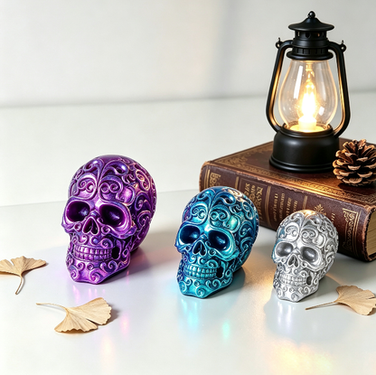 Decorative Patterned Skull Figurine Resin Mold