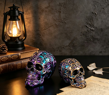 Decorative Patterned Skull Figurine Resin Mold