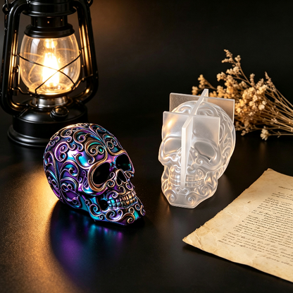 Decorative Patterned Skull Figurine Resin Mold