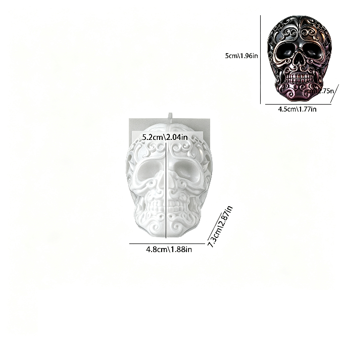 Decorative Patterned Skull Figurine Resin Mold