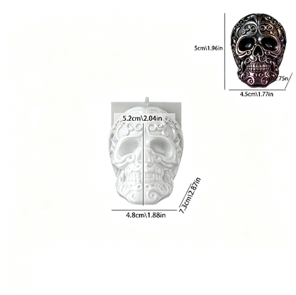 Decorative Patterned Skull Figurine Resin Mold