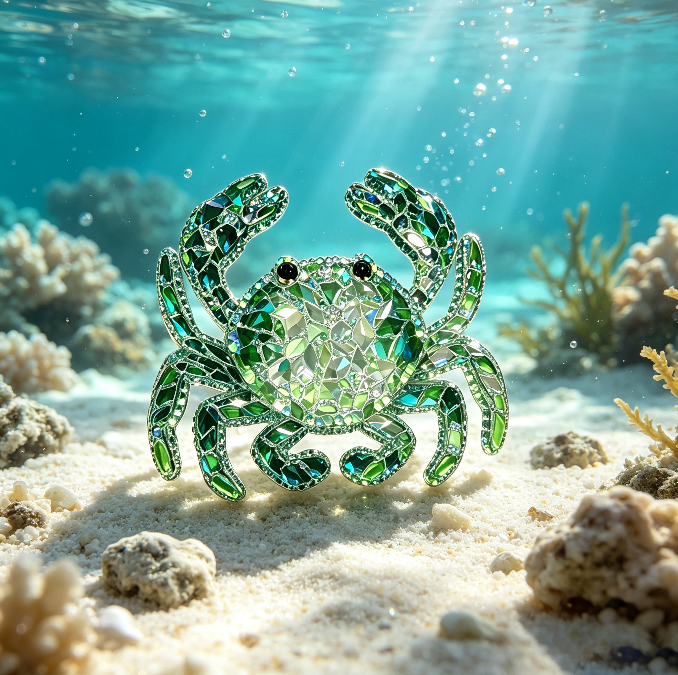 Handmade Diamond Crab Decorative Figurine Resin Mold