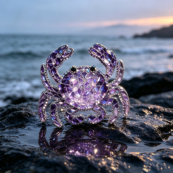 Handmade Diamond Crab Decorative Figurine Resin Mold