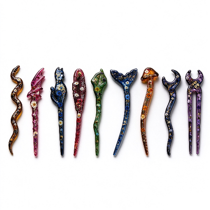 9-Style Hair Stick Resin Molds