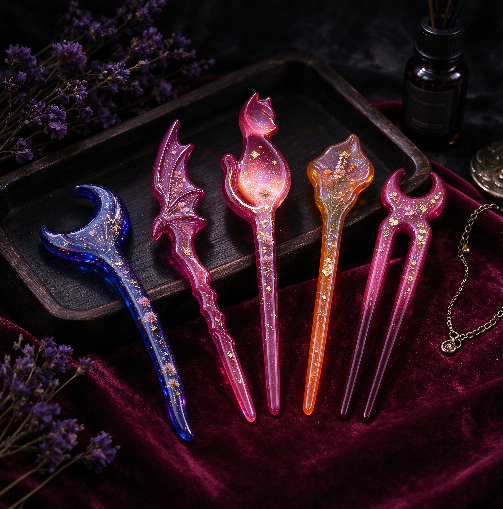 9-Style Hair Stick Resin Molds
