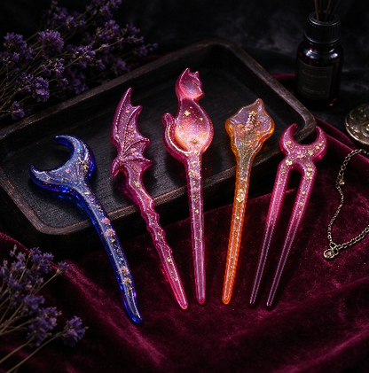 9-Style Hair Stick Resin Molds