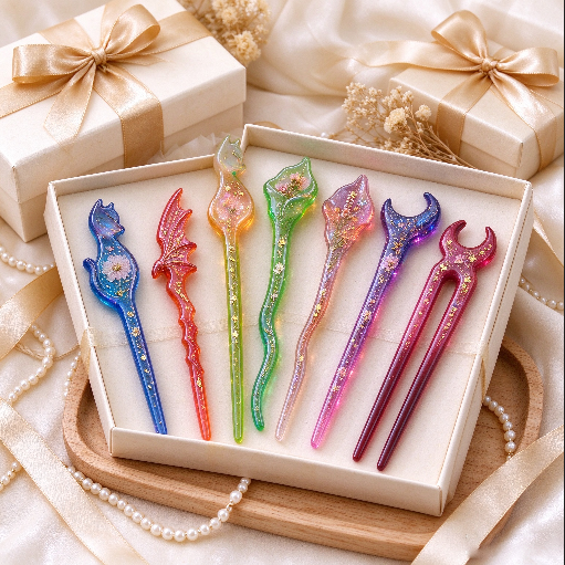 9-Style Hair Stick Resin Molds