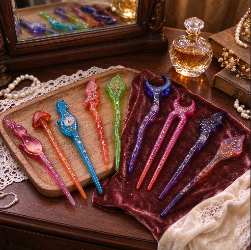 9-Style Hair Stick Resin Molds