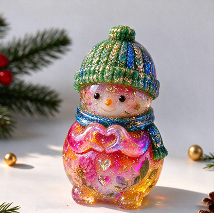 Cute Snowman Heart Hand Gesture Christmas Figurine Resin Mold