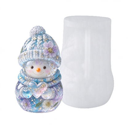 Cute Heart-Holding Snowman Christmas Figurine Resin Mold