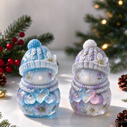 Cute Heart-Holding Snowman Christmas Figurine Resin Mold