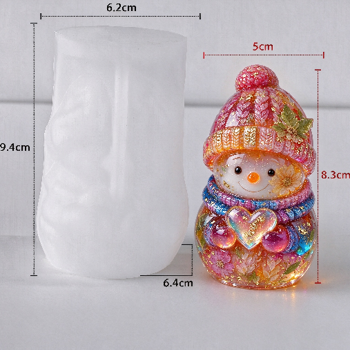 Cute Heart-Holding Snowman Christmas Figurine Resin Mold