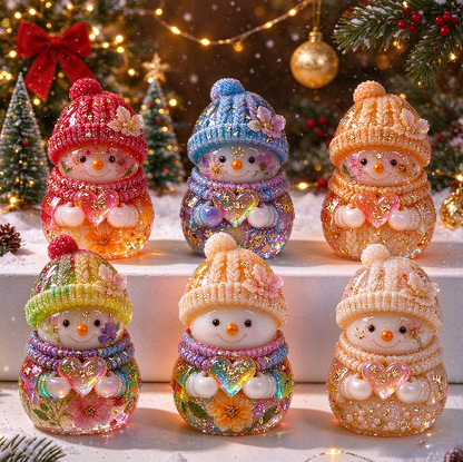 Cute Heart-Holding Snowman Christmas Figurine Resin Mold