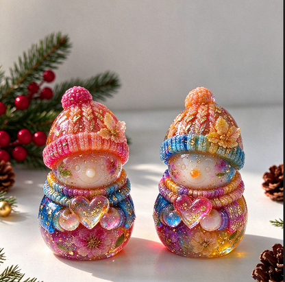 Cute Heart-Holding Snowman Christmas Figurine Resin Mold