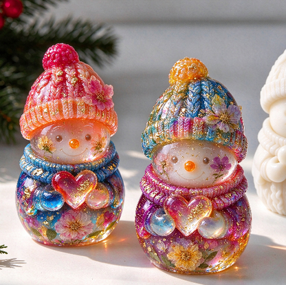 Cute Heart-Holding Snowman Christmas Figurine Resin Mold
