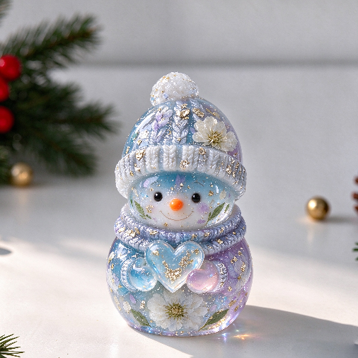 Cute Heart-Holding Snowman Christmas Figurine Resin Mold