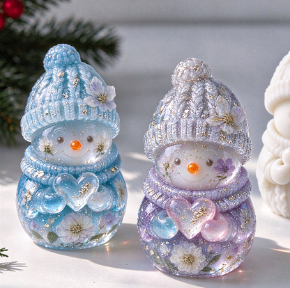 Cute Heart-Holding Snowman Christmas Figurine Resin Mold