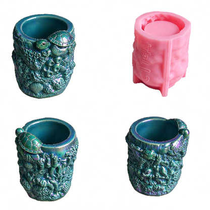 Turtle Coral Ocean Storage Jar & Pen Holder Resin Mold