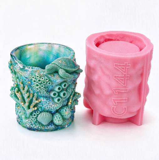 Turtle Coral Ocean Storage Jar & Pen Holder Resin Mold