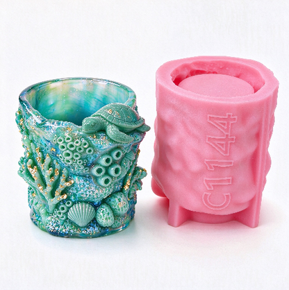 Turtle Coral Ocean Storage Jar & Pen Holder Resin Mold