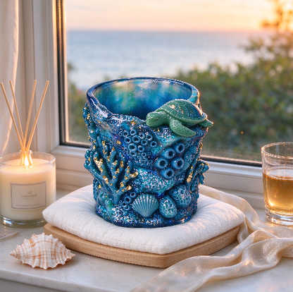 Turtle Coral Ocean Storage Jar & Pen Holder Resin Mold