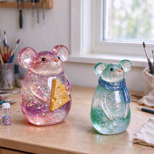 Cute Big-Eared Mouse Decorative Figurine Resin Mold