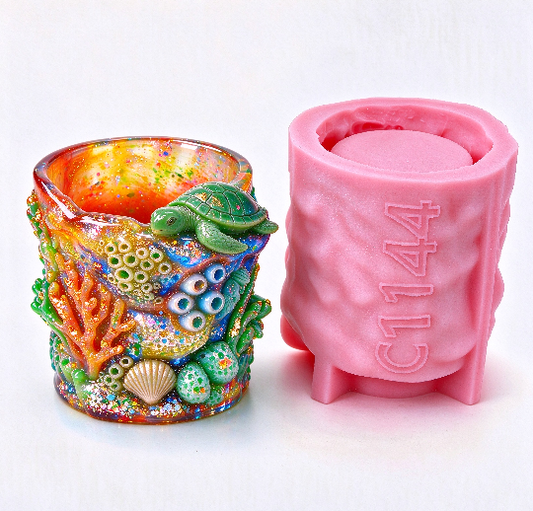 Turtle Coral Ocean Storage Jar & Pen Holder Resin Mold
