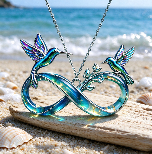 Handmade Hummingbird & Infinity Symbol Jewelry Pendant Necklace Resin Mold with Hole