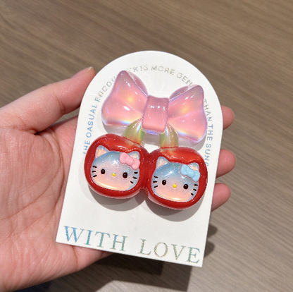 Handmade Cute Double-Click Cherry Cat Head Glow-in-the-Dark Fidget Clicker Toy Resin Mold