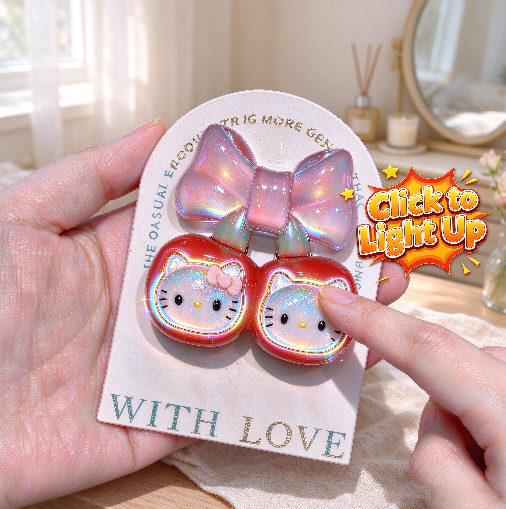 Handmade Cute Double-Click Cherry Cat Head Glow-in-the-Dark Fidget Clicker Toy Resin Mold