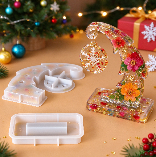 Crooked-Neck Christmas Tree Snowflake Hanging Ornament Resin Mold