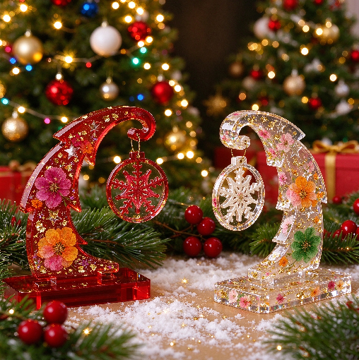 Crooked-Neck Christmas Tree Snowflake Hanging Ornament Resin Mold