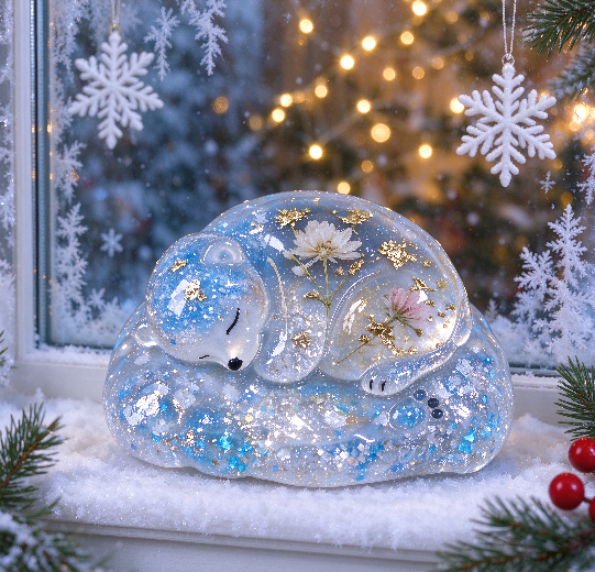 Handmade Cute Hibernating Polar Bear Ornament Resin Mold