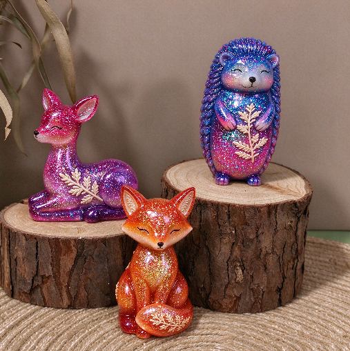 Cute Animal Figurine Resin Mold – Reindeer, Fox & Hedgehog