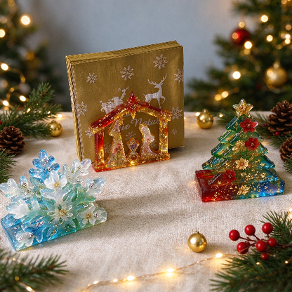 Assembleable Christmas-Themed Napkin Holder Resin Mold