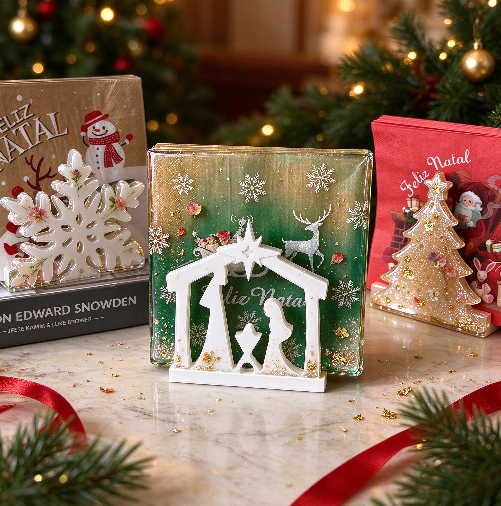 Assembleable Christmas-Themed Napkin Holder Resin Mold