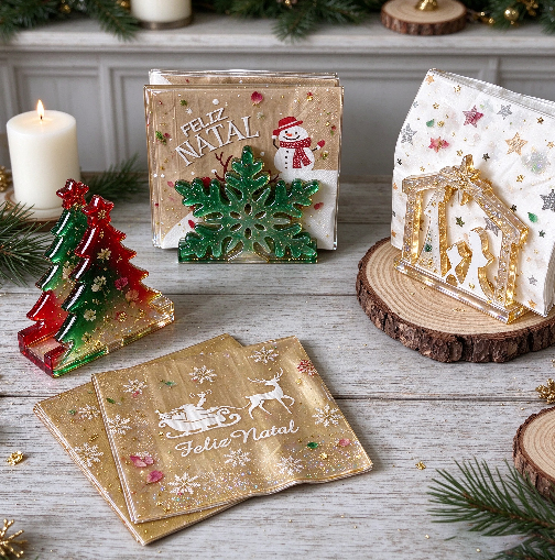 Assembleable Christmas-Themed Napkin Holder Resin Mold